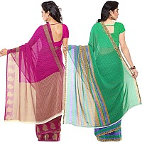 Anand Womens Combo of Georgette Sarees with Blouse Piece(PackSet of 2 sarees COMBO_1164_4_1168_3)