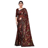 Mansvi Fashion Womens Woven Silk Blend Saree With Blouse Piece (2260-Gulab-Brown_Brown)