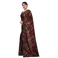 Mansvi Fashion Womens Woven Silk Blend Saree With Blouse Piece (2260-Gulab-Brown_Brown)