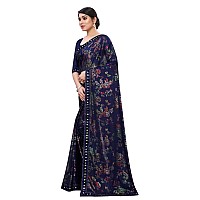 Mansvi Fashion Womens Woven Silk Blend Saree With Blouse Piece (2260-Gulab-Navy_Navy)