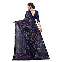 Mansvi Fashion Womens Woven Silk Blend Saree With Blouse Piece (2260-Gulab-Navy_Navy)