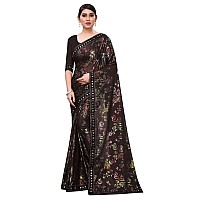 Mansvi Fashion Womens Woven Silk Blend Saree With Blouse Piece (2260-Gulab-Black_Black)