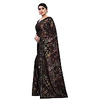 Mansvi Fashion Womens Woven Silk Blend Saree With Blouse Piece (2260-Gulab-Black_Black)