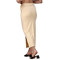 Mehrang Microfiber Saree Shapewear Petticoat for Women, Cotton Blended Shape Wear Dress for Saree (Beige, M)