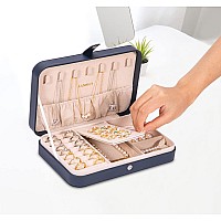 LANDICI Small Jewelry Box for Women Girls PU Leather Travel Jewelry Organizer Case Portable Mini Jewellery Storage Holder Disp