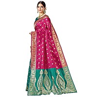 Glory Sarees Womens Silk Blend Banarasi Saree (Banarasi_Saree114_magenta)