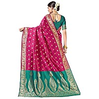 Glory Sarees Womens Silk Blend Banarasi Saree (Banarasi_Saree114_magenta)