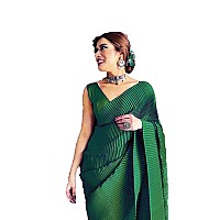 Blue Wish Womens Chanderi Chanderi Saree With Blouse Piece (Sequance_Mahendi)