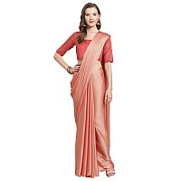 AKHILAM Womens Poly Georgette Striped Saree with Unstitched Blouse Piece(Peach_ARTA4209)