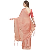 AKHILAM Womens Poly Georgette Striped Saree with Unstitched Blouse Piece(Peach_ARTA4209)