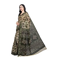 RANI SAAHIBA Womens Pure Cotton Printed Saree Without Blouse Piece (SKR6600_Beige-Green)