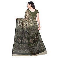 RANI SAAHIBA Womens Pure Cotton Printed Saree Without Blouse Piece (SKR6600_Beige-Green)