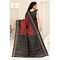 SOURBH Womens Stylish Art Silk Ikat Dyed Printed Saree with Blouse Piece (22087-Maroon, Black)