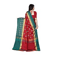 DHRUVI TRENDZ Womens Banarasi Cotton Silk Saree With Blouse Piece (Dt-S167_Red Green)