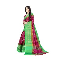 DHRUVI TRENDZ Womens Banarasi Cotton Silk Saree (DT-S173_Pink-Green)