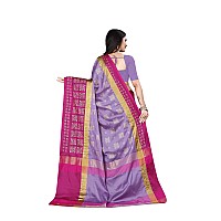 DHRUVI TRENDZ Womens Banarasi Cotton Silk Saree With Blouse Piece (Dt-S167_Purple Pink)