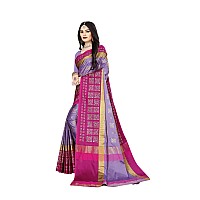 DHRUVI TRENDZ Womens Banarasi Cotton Silk Saree With Blouse Piece (Dt-S167_Purple Pink)