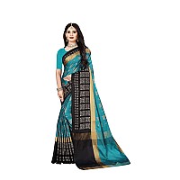 DHRUVI TRENDZ Women Cotton Silk Saree(DT-S172_Rama-Black_Free Size)