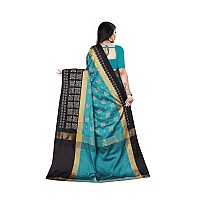 DHRUVI TRENDZ Women Cotton Silk Saree(DT-S172_Rama-Black_Free Size)