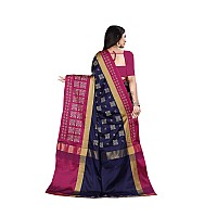 DHRUVI TRENDZ Women Cotton Silk Saree(DT-S167_Nevy Blue-Pink_Free Size)