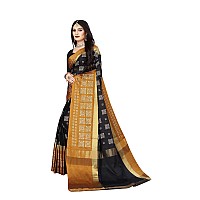 DHRUVI TRENDZ Womens Banarasi Cotton Silk Saree With Blouse Piece (Dt-S167_Black Coffe)