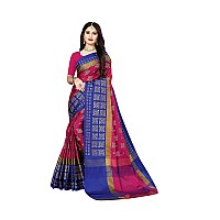 DHRUVI TRENDZ Womens Banarasi Cotton Silk Saree With Blouse Piece (Dt-S167_Rani Royal Blue)