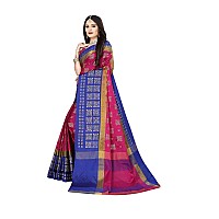 DHRUVI TRENDZ Womens Banarasi Cotton Silk Saree With Blouse Piece (Dt-S167_Rani Royal Blue)