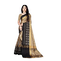 DHRUVI TRENDZ Womens Banarasi Cotton Silk Saree With Blouse Piece (Dt-S167_Coffe Black)