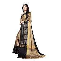 DHRUVI TRENDZ Womens Banarasi Cotton Silk Saree With Blouse Piece (Dt-S167_Coffe Black)