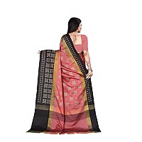 DHRUVI TRENDZ Women Cotton Silk Saree(DT-S175_Pich-Black_Free Size)