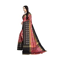 DHRUVI TRENDZ Women Cotton Silk Saree(DT-S175_Pich-Black_Free Size)