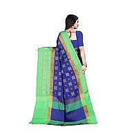 DHRUVI TRENDZ Women Cotton Silk Saree(DT-S177_Blue-Green_Free Size)