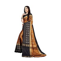 DHRUVI TRENDZ Womens Banarasi Cotton & Silk Saree With Blouse Piece (Dt-S167_Rich Coffe Black)