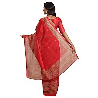 AKHILAM Womens Jute Silk Floral Saree With Unstitched Boluse Piece(Red_JUTH103A)