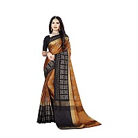 OM SAI LATEST CREATION Soft Cotton & Silk Saree For Women Half Sarees Under 349 2020 Beautiful For Women saree free size with blouse piece (Chikku-Black)