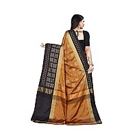 OM SAI LATEST CREATION Soft Cotton & Silk Saree For Women Half Sarees Under 349 2020 Beautiful For Women saree free size with blouse piece (Chikku-Black)