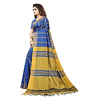 OM SAI LATEST CREATION Soft Cotton & Silk Saree For Women Half Sarees Under 329 2020 Beautiful For Women saree free size with blouse piece (Blue-Chikku)