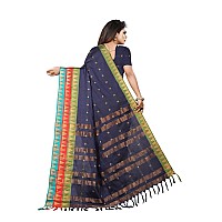 OM SAI LATEST CREATION Soft Cotton & Silk Saree For Women Half Sarees Under 349 2020 Beautiful For Women saree free size with blouse piece (Navy Blue)