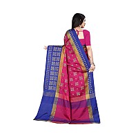 OM SAI LATEST CREATION Soft Cotton & Silk Saree For Women Half Sarees Under 349 2020 Beautiful For Women saree free size with blouse piece (Pink-Blue)