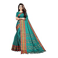 OM SAI LATEST CREATION Soft Cotton & Silk Saree For Women Half Sarees Under 399 2020 Beautiful For Women saree free size with blouse piece (Rama)