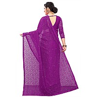 LOROFY Womens Net Saree With BlouseFree Size Purple