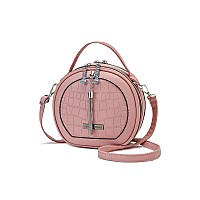 Vismiintrend Stylish Pink Leather Round Cross Sling Bag For Women & Girls With Adjustable Strap, Small Casual Handbag For Travel, College| Birthday, Anniversary Gift For Wife, Rakhi Gifts For Sister