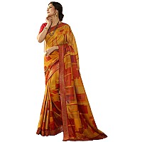 RAJESHWAR FASHION WITH RF Womens Printed Silk SareeWith Blouse(A45 YELLOW RED_Yellow, Red)