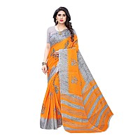 SIRIL Womens Art Silk Printed Saree with Blouse (1790S472; Orange; Printed)