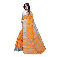 SIRIL Womens Art Silk Printed Saree with Blouse (1790S472; Orange; Printed)