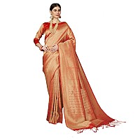 Pujia Mills womens kanjivaram pure banarasi silk saree kanchipuram saree Multicolour