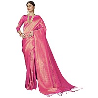 Pujia Mills womens kanjivaram banarasi silk saree Dark Pink