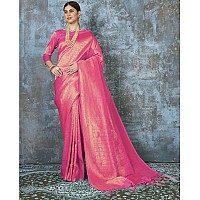 Pujia Mills womens kanjivaram banarasi silk saree Dark Pink