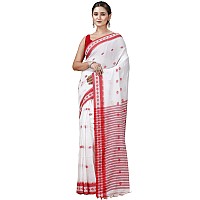 T.J. SAREES Premium Khadi Cotton Sarees for Women, Classy and Elegant Sarees for Women Breathable Cotton Sarees for Everyday Comfort (White, Pack Of 1)