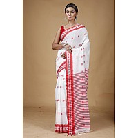 T.J. SAREES Premium Khadi Cotton Sarees for Women, Classy and Elegant Sarees for Women Breathable Cotton Sarees for Everyday Comfort (White, Pack Of 1)